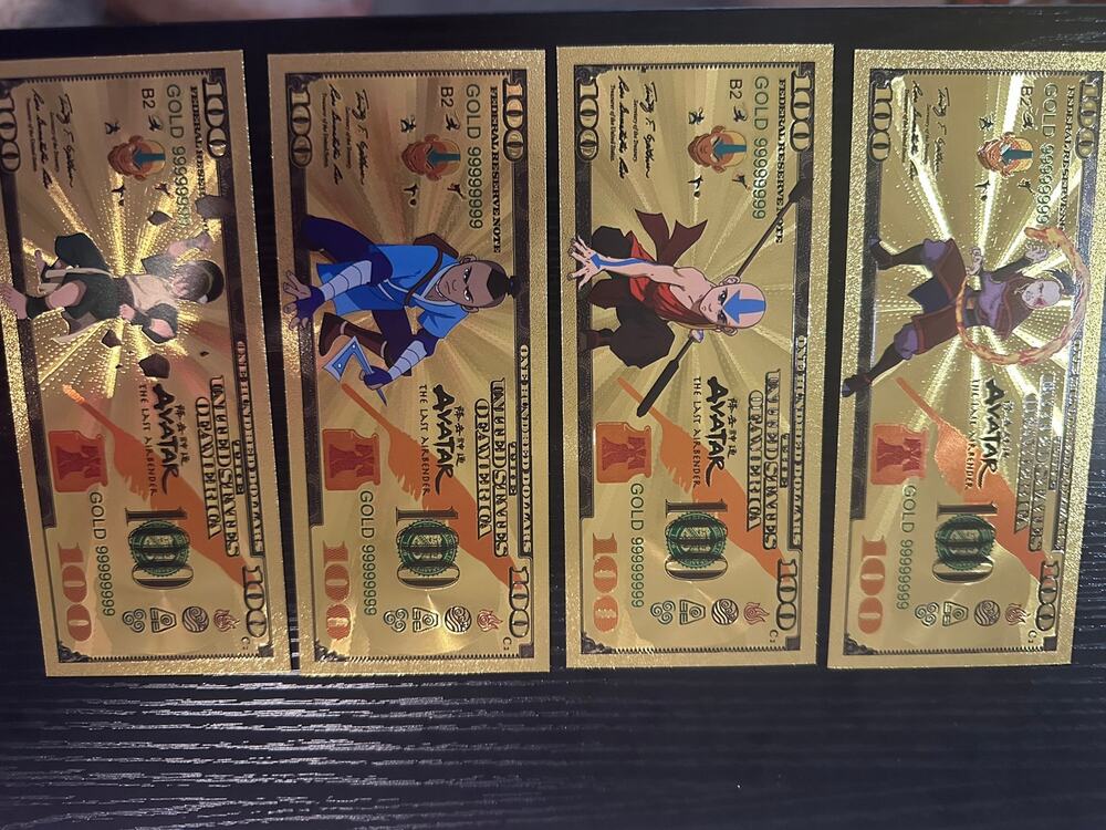 Avatar The Last Airbender Gold Foil Novelty Notes 4 Piece Set